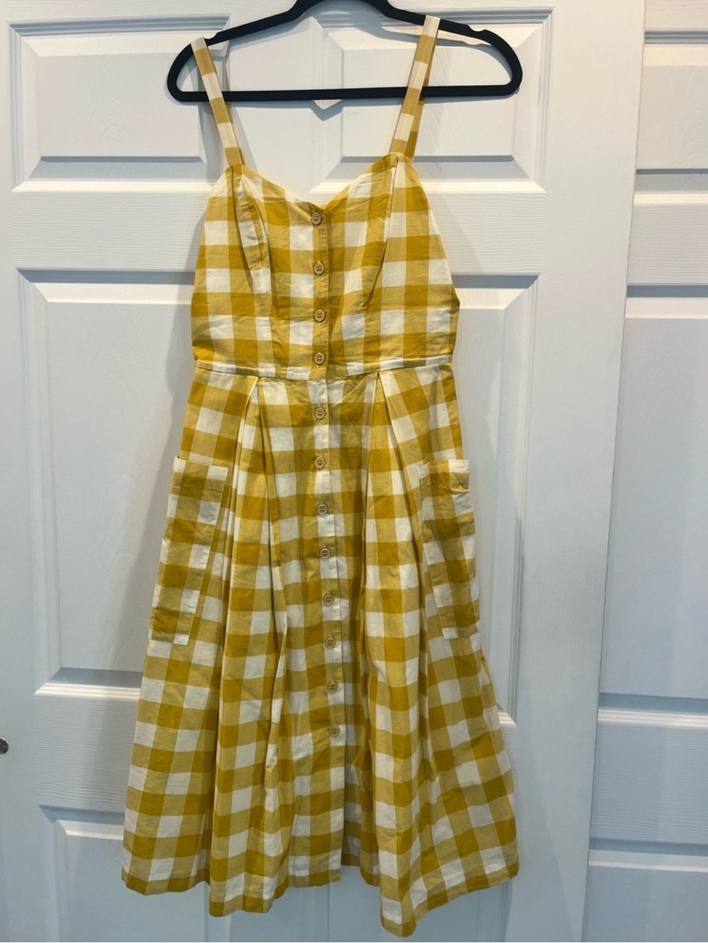 Yellow Gingham Button-Front Sundress